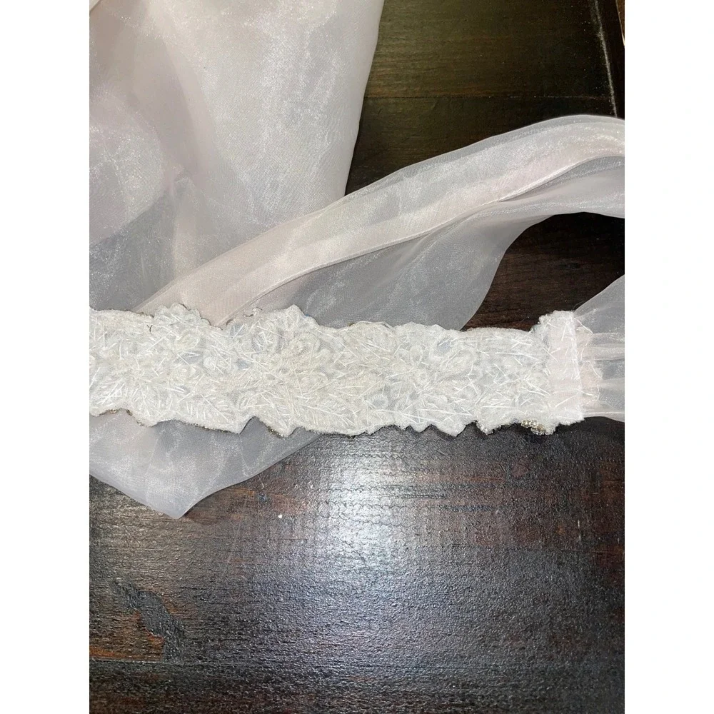 Allure Bridals Rhinestone Pearls Embellished Wedding Dress Sash Belt Champagne L